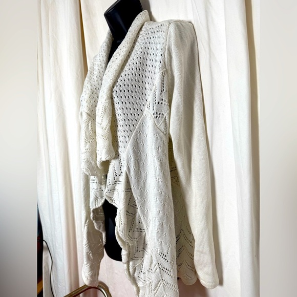 Design History Womens Sz L Open Front Knit Flowing Cardigan in Pearl - Picture 2 of 4